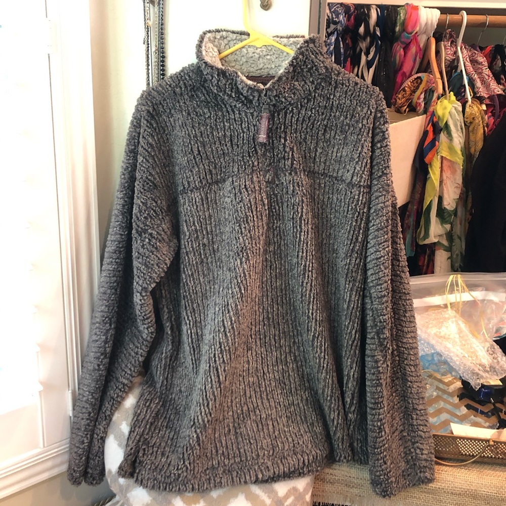 True Grit Softest Tip Shearling 1/4 zip Pullover